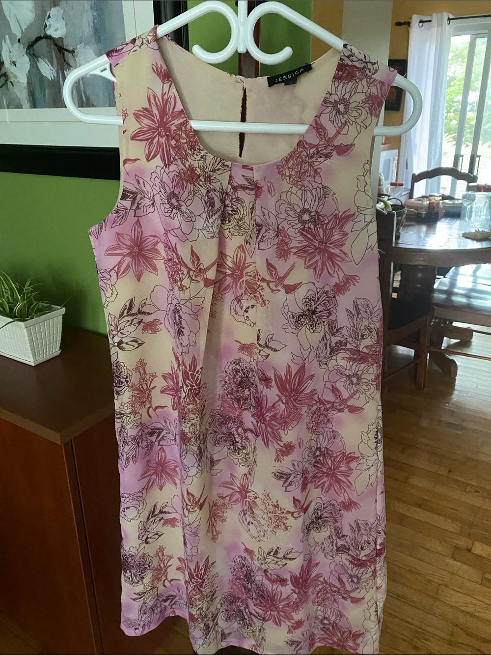 Jessica Pink and Cream Floral Sleeveless Shift Dress